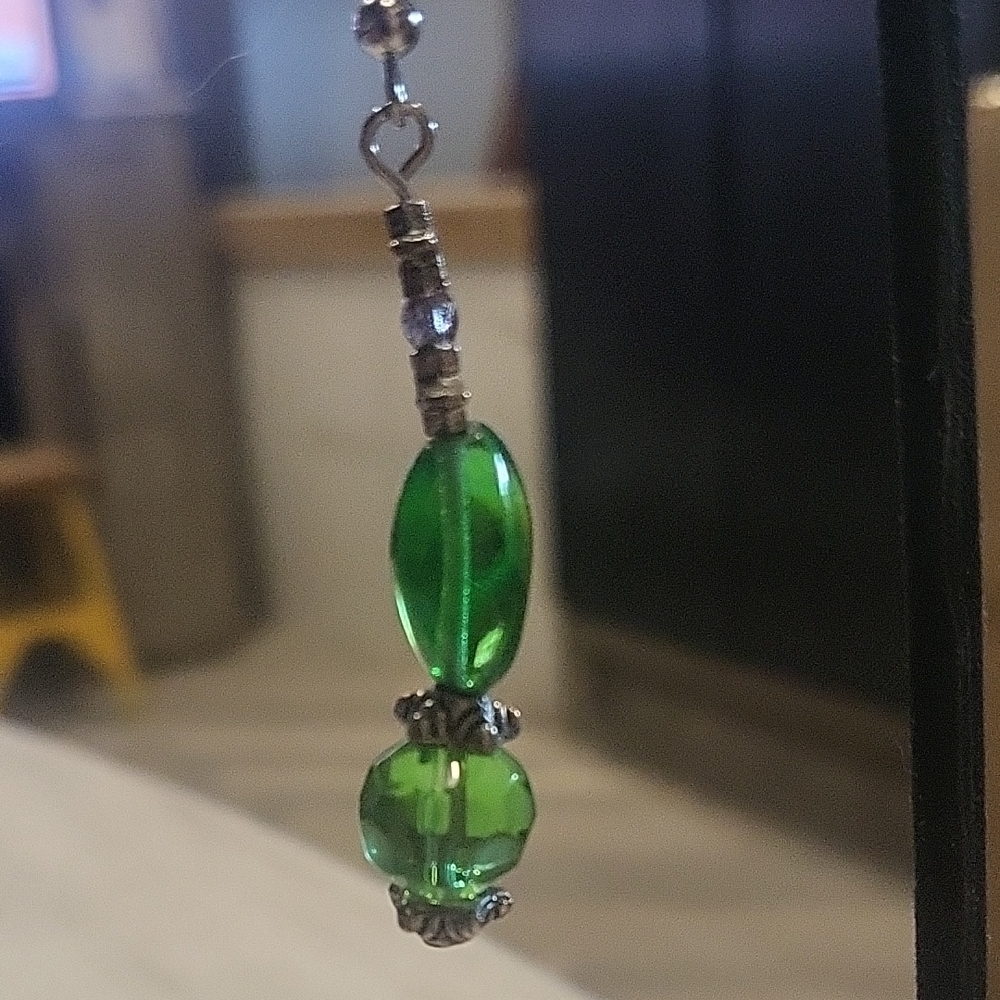 Elegant Green Beaded Drop Earrings - Vintage - But Way Cool